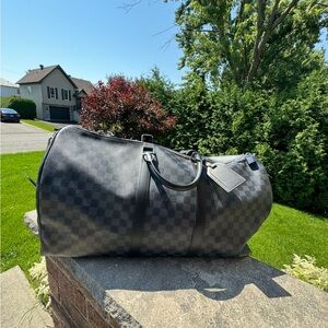 Louis Vuitton Graphite Checkered Duffel Bag